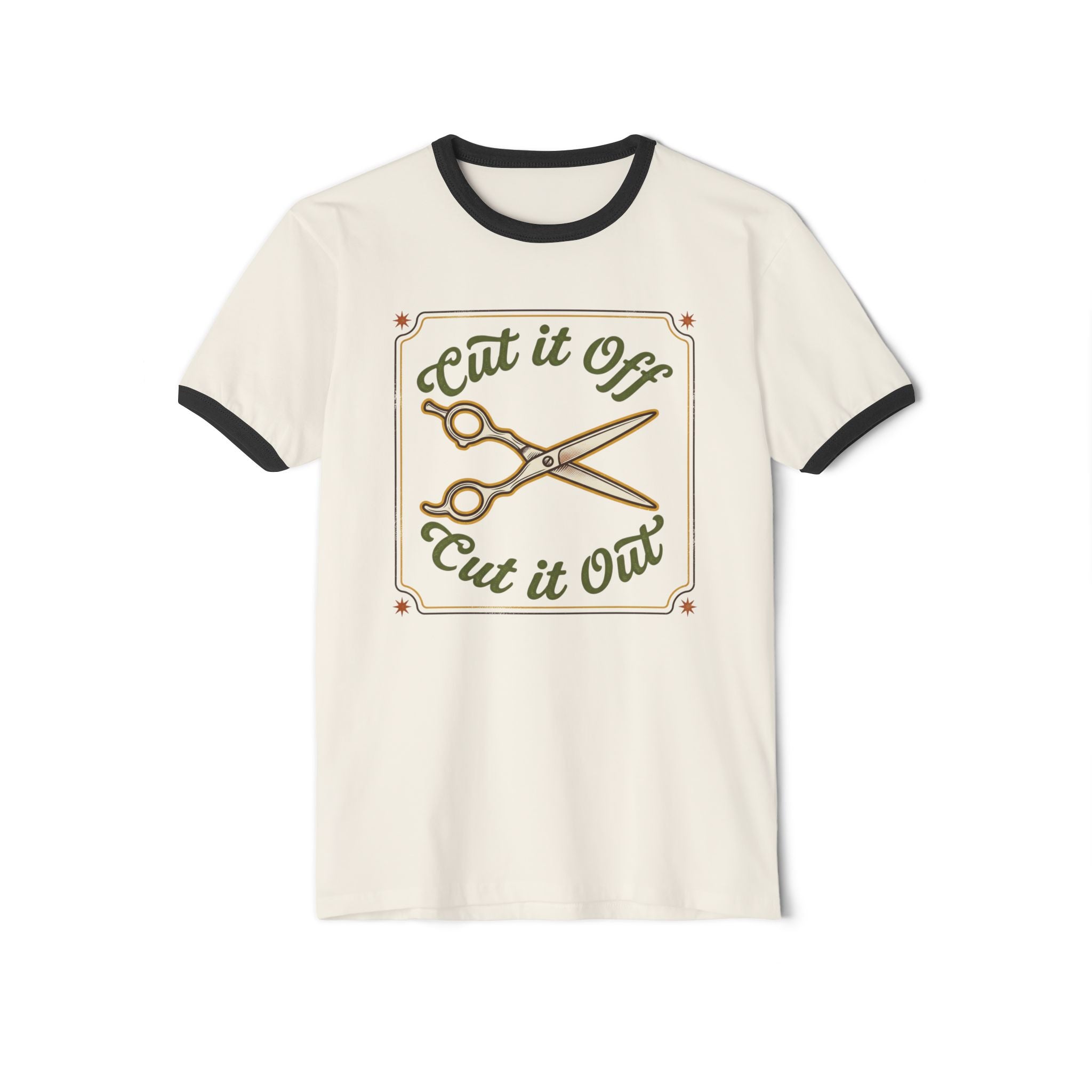 Cate Says- cRiticaL ERROR Vintage Scissors Barber & Stylist Ringer T-Shirt