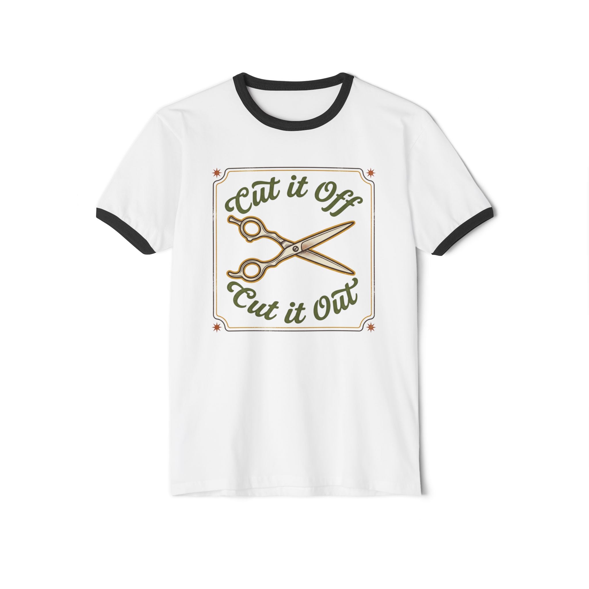Cate Says- cRiticaL ERROR Vintage Scissors Barber & Stylist Ringer T-Shirt