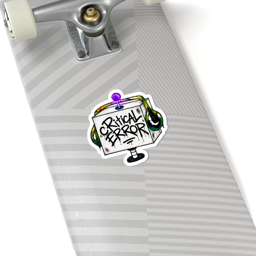 cRiticaL ERROR Robot Sticker — Retro Glitch Robot Decal