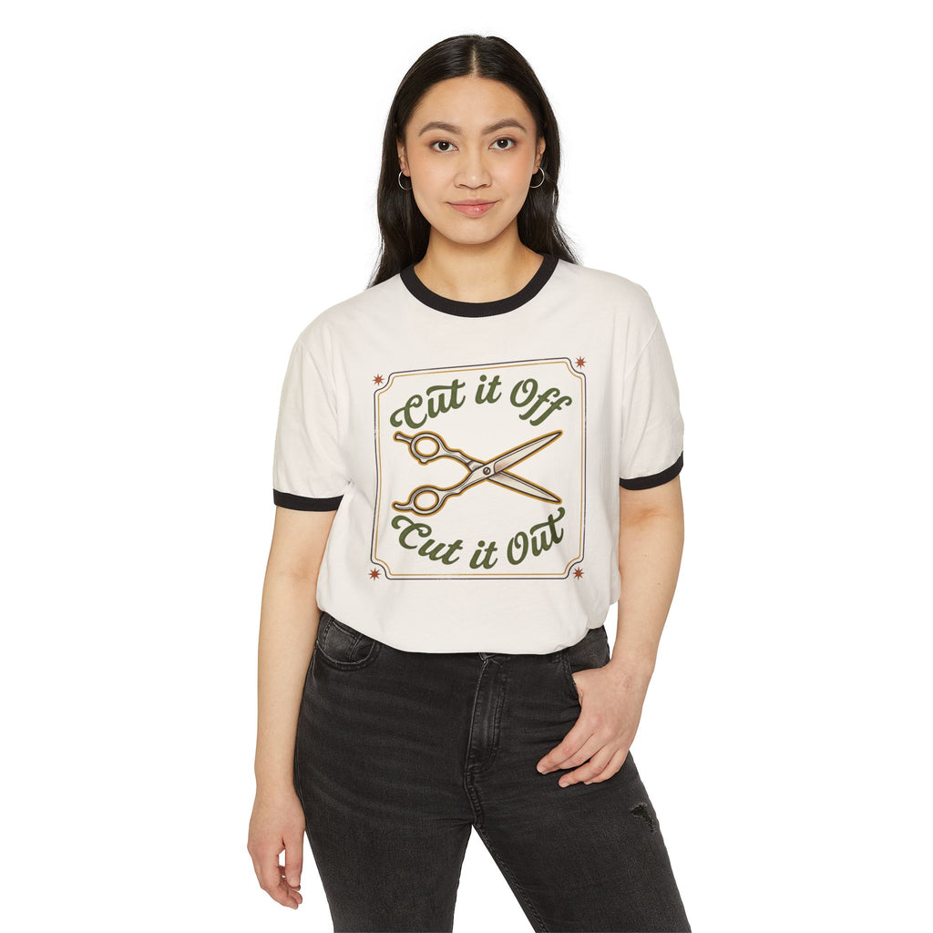 Cate Says- cRiticaL ERROR Vintage Scissors Barber & Stylist Ringer T-Shirt